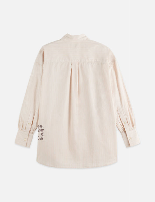 Light Gray חולצה מכופתרת ארוכה לנשים Embroidery girlfriend SCOTCH & SODA