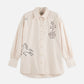 Light Gray חולצה מכופתרת ארוכה לנשים Embroidery girlfriend SCOTCH & SODA