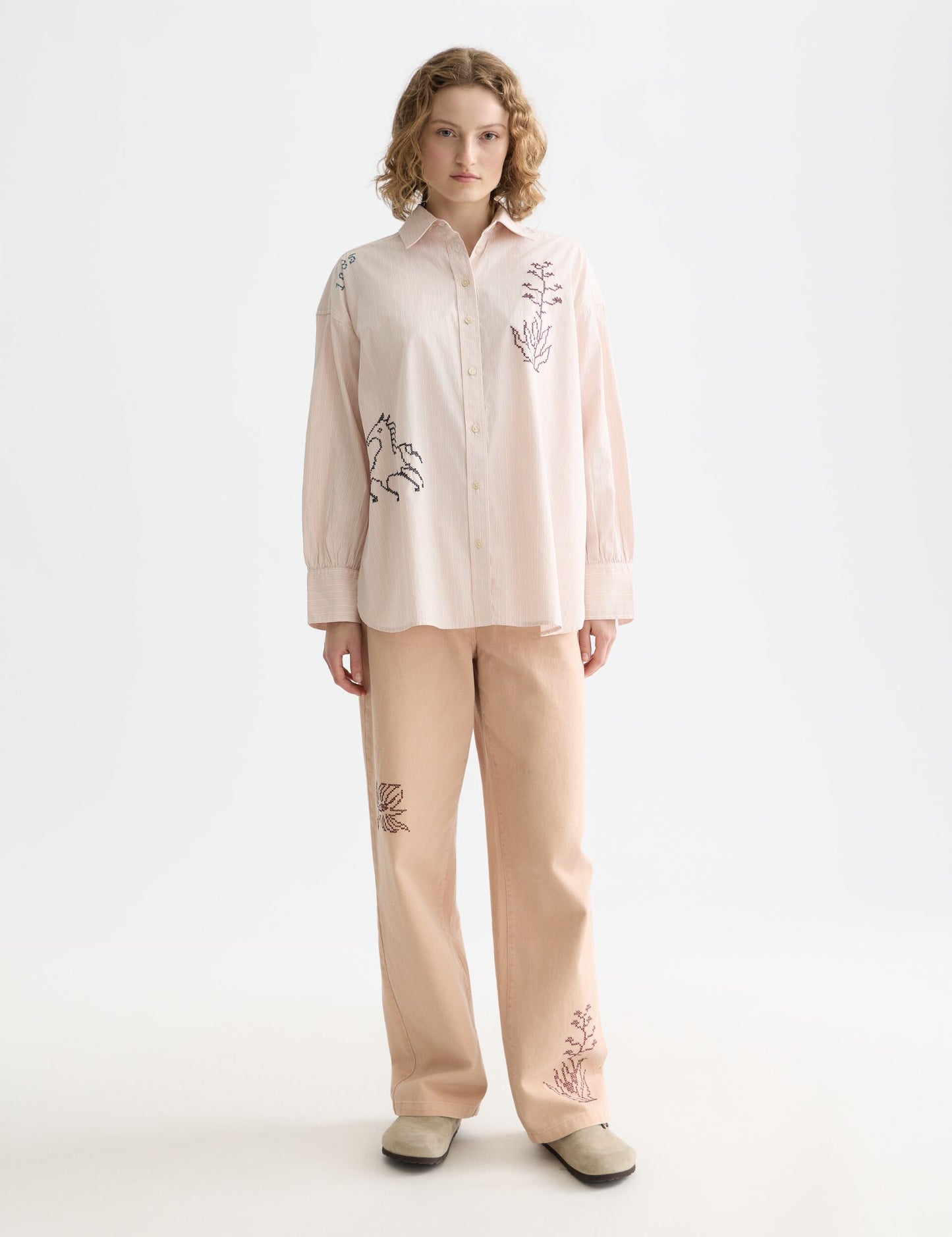 Misty Rose חולצה מכופתרת ארוכה לנשים Embroidery girlfriend SCOTCH & SODA