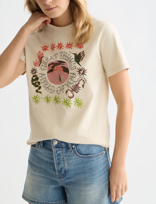 Lavender EMBROIDERED ARTWORK REGULAR-FIT T-SHIRT טי שירט קצרה SCOTCH & SODA