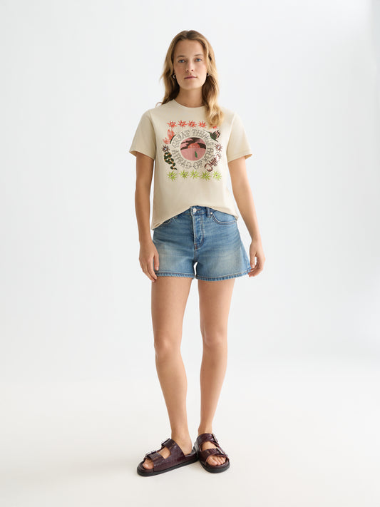 White Smoke EMBROIDERED ARTWORK REGULAR-FIT T-SHIRT טי שירט קצרה SCOTCH & SODA