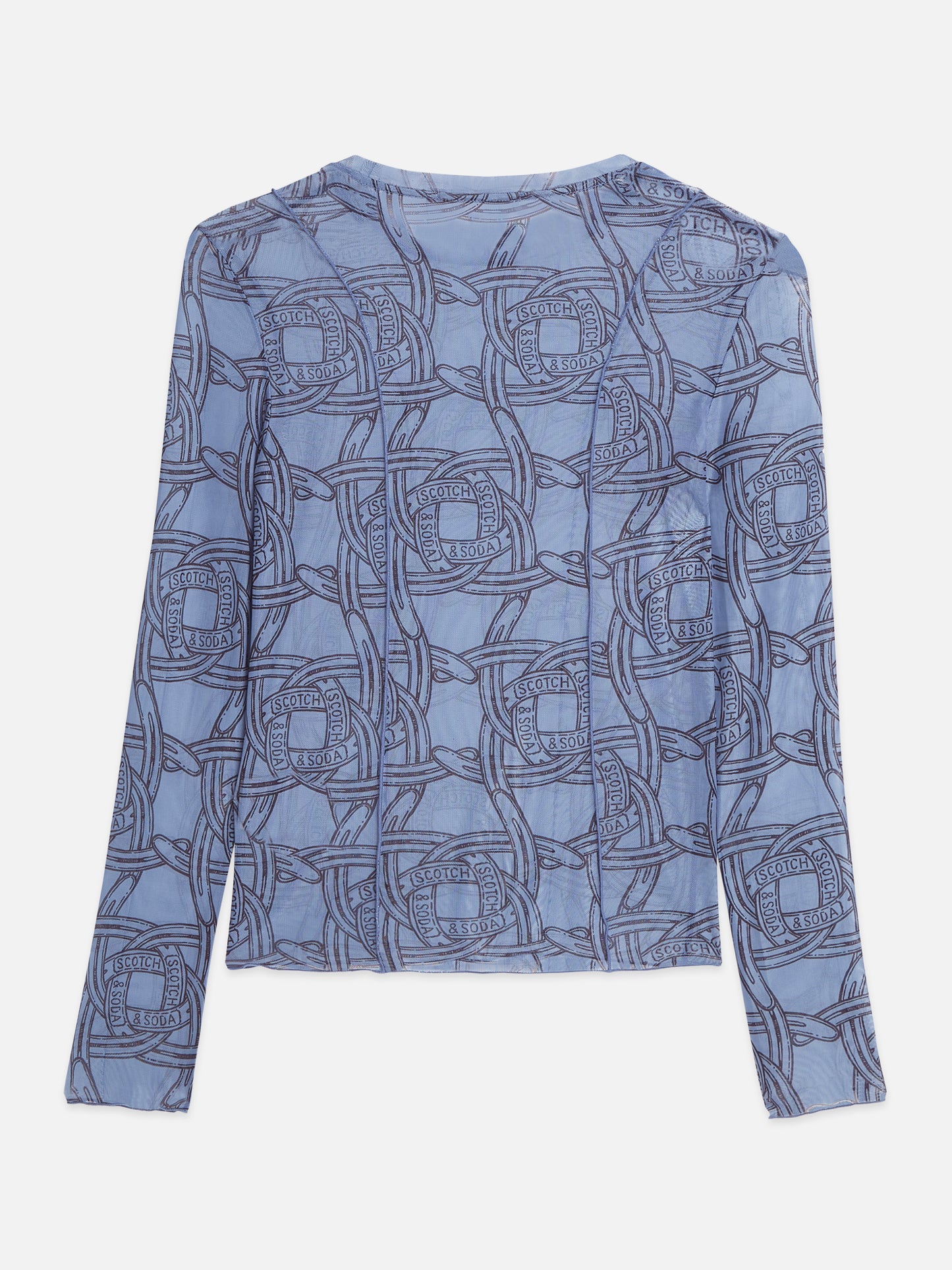 Light Slate Gray חולצת מודפסת עם שרוולים ארוכים לנשים Mesh SCOTCH & SODA