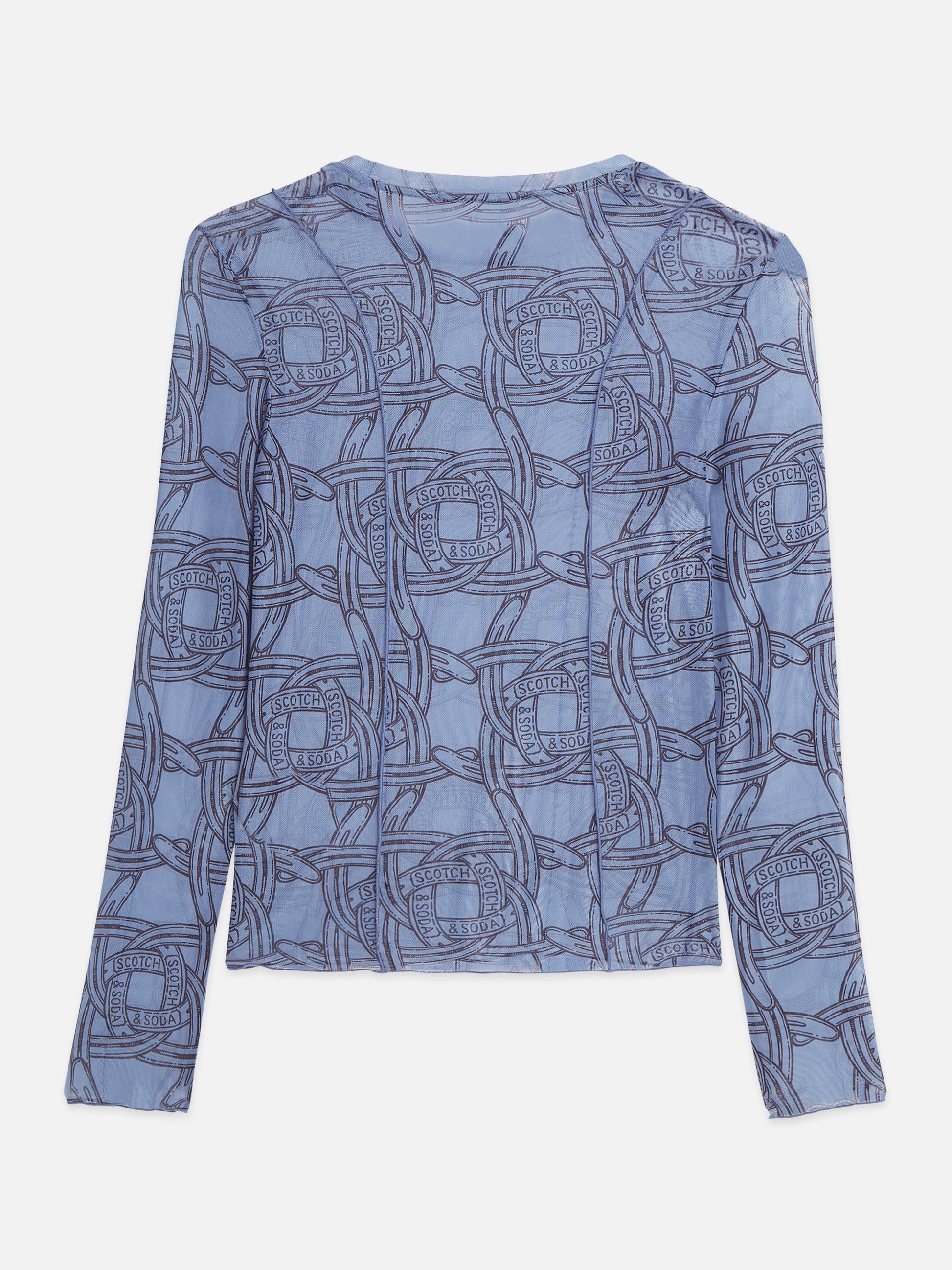 Light Slate Gray חולצת מודפסת עם שרוולים ארוכים לנשים Mesh SCOTCH & SODA