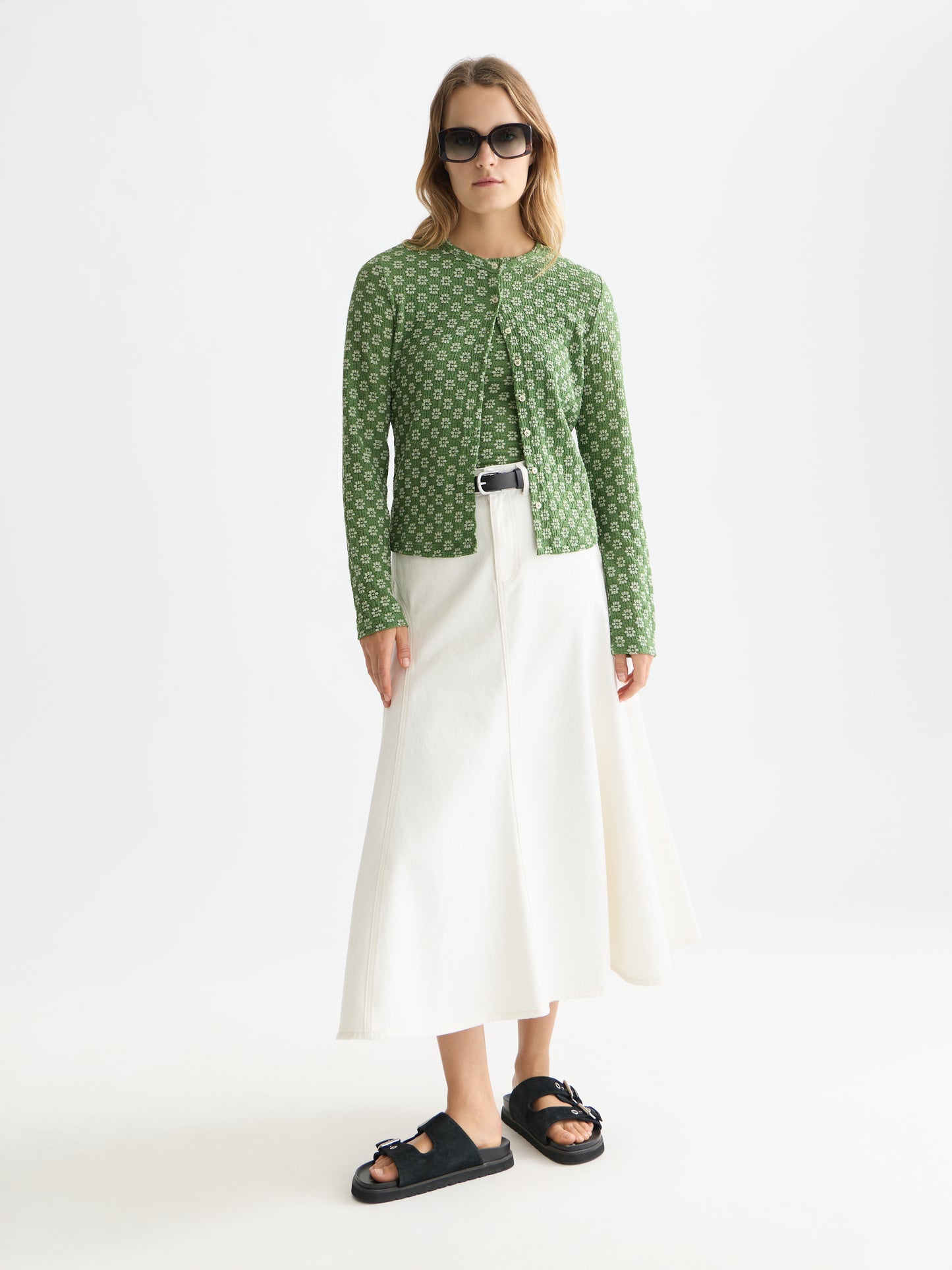 White Smoke קרדיגן סריג פרחוני לנשים Structured Button SCOTCH & SODA