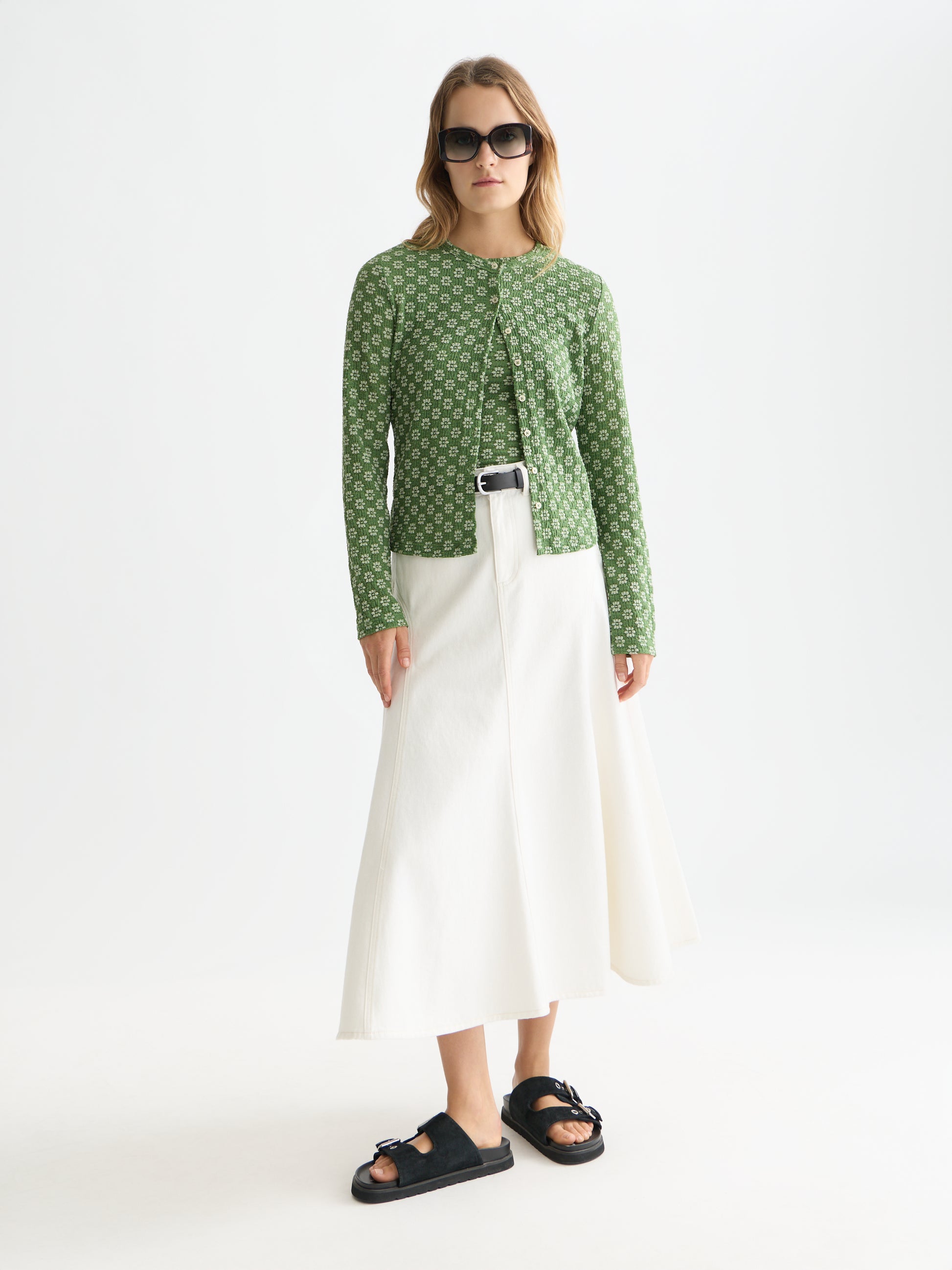 White Smoke קרדיגן סריג פרחוני לנשים Structured Button SCOTCH & SODA