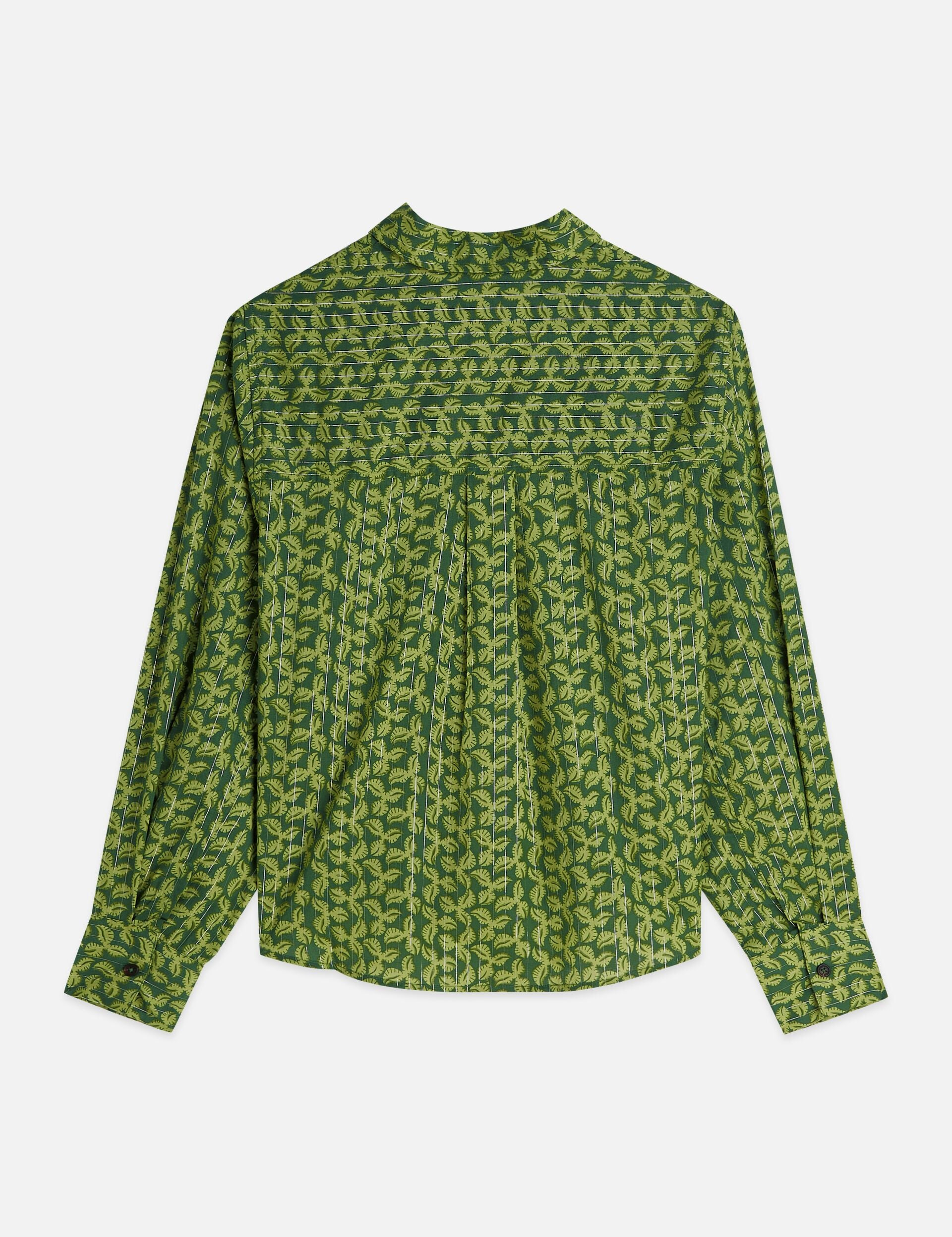 Dark Olive Green חולצה מכופתרת ארוכה לנשים Pin Tuck Long Sleeve SCOTCH & SODA