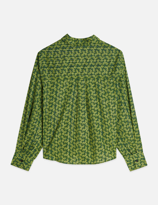 Dark Olive Green חולצה מכופתרת ארוכה לנשים Pin Tuck Long Sleeve SCOTCH & SODA