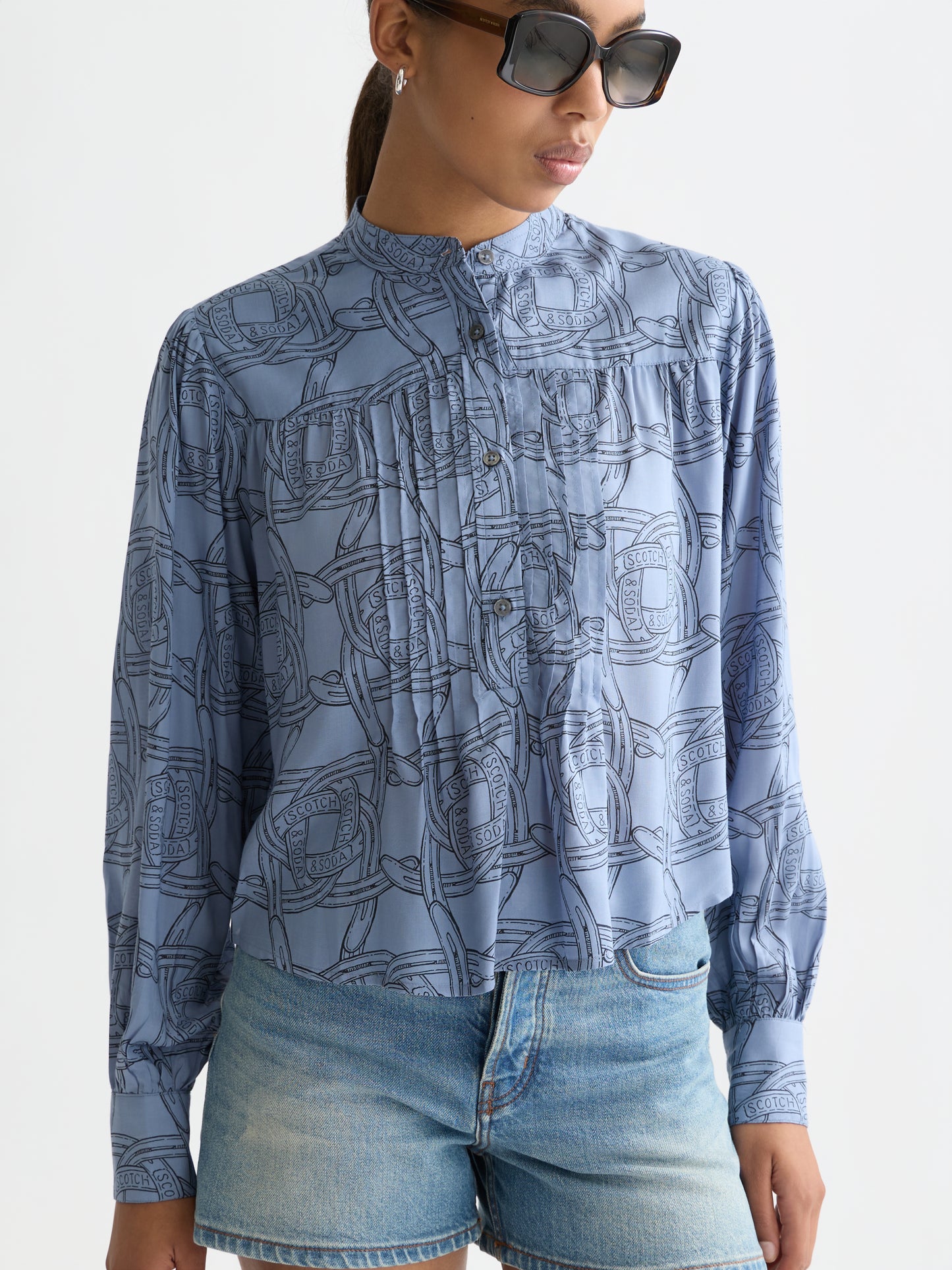 Dark Slate Gray PIN TUCK LONG SLEEVE SHIRT חולצה מכופתרת ארוכה SCOTCH & SODA