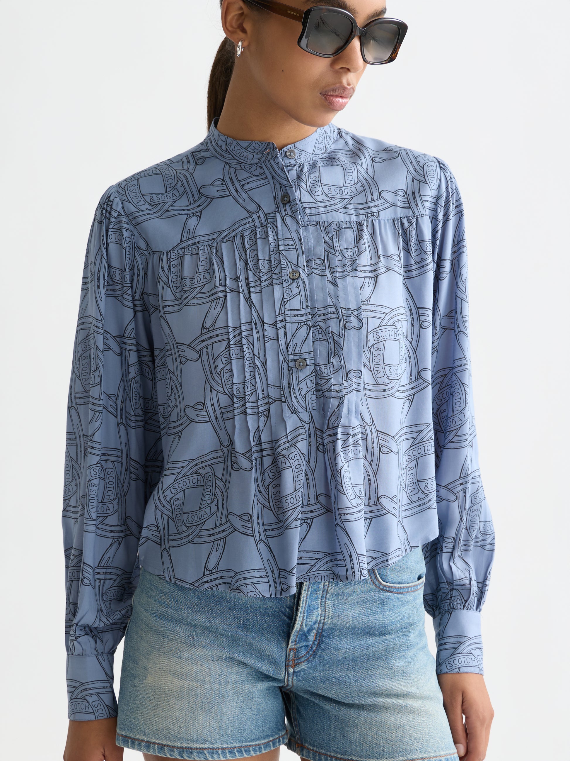 Dark Slate Gray PIN TUCK LONG SLEEVE SHIRT חולצה מכופתרת ארוכה SCOTCH & SODA