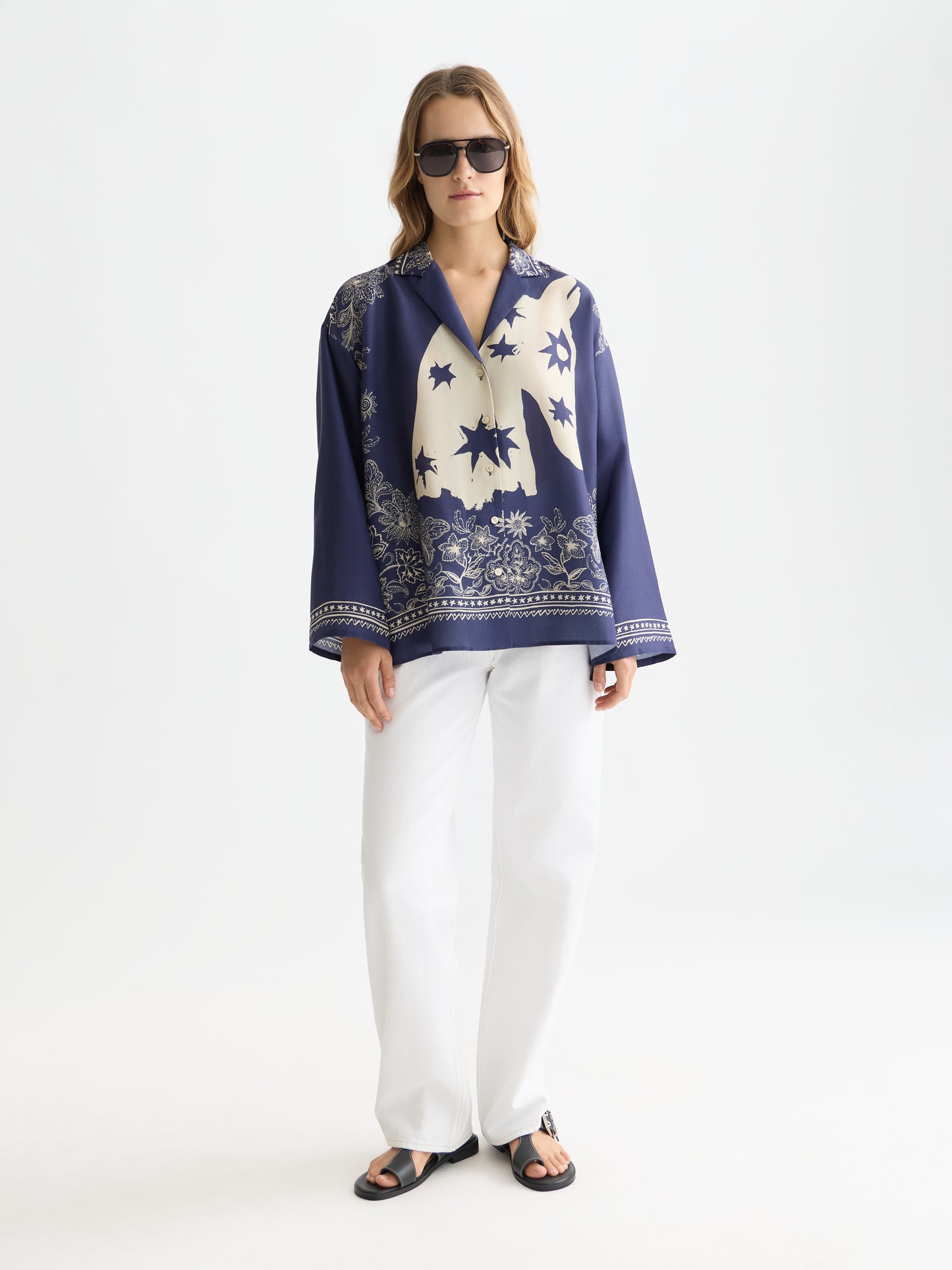 White Smoke חולצה מכופתרת ארוכה לנשים Printed SCOTCH & SODA