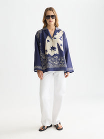 White Smoke חולצה מכופתרת ארוכה לנשים Printed SCOTCH & SODA