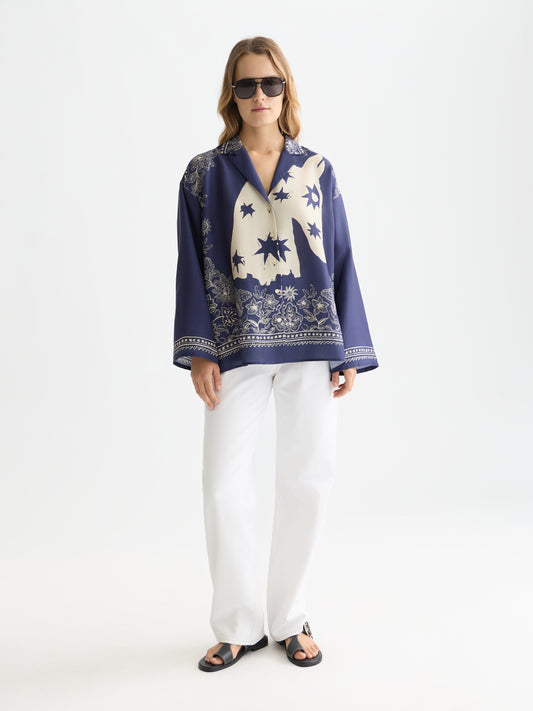 White Smoke חולצה מכופתרת ארוכה לנשים Printed SCOTCH & SODA