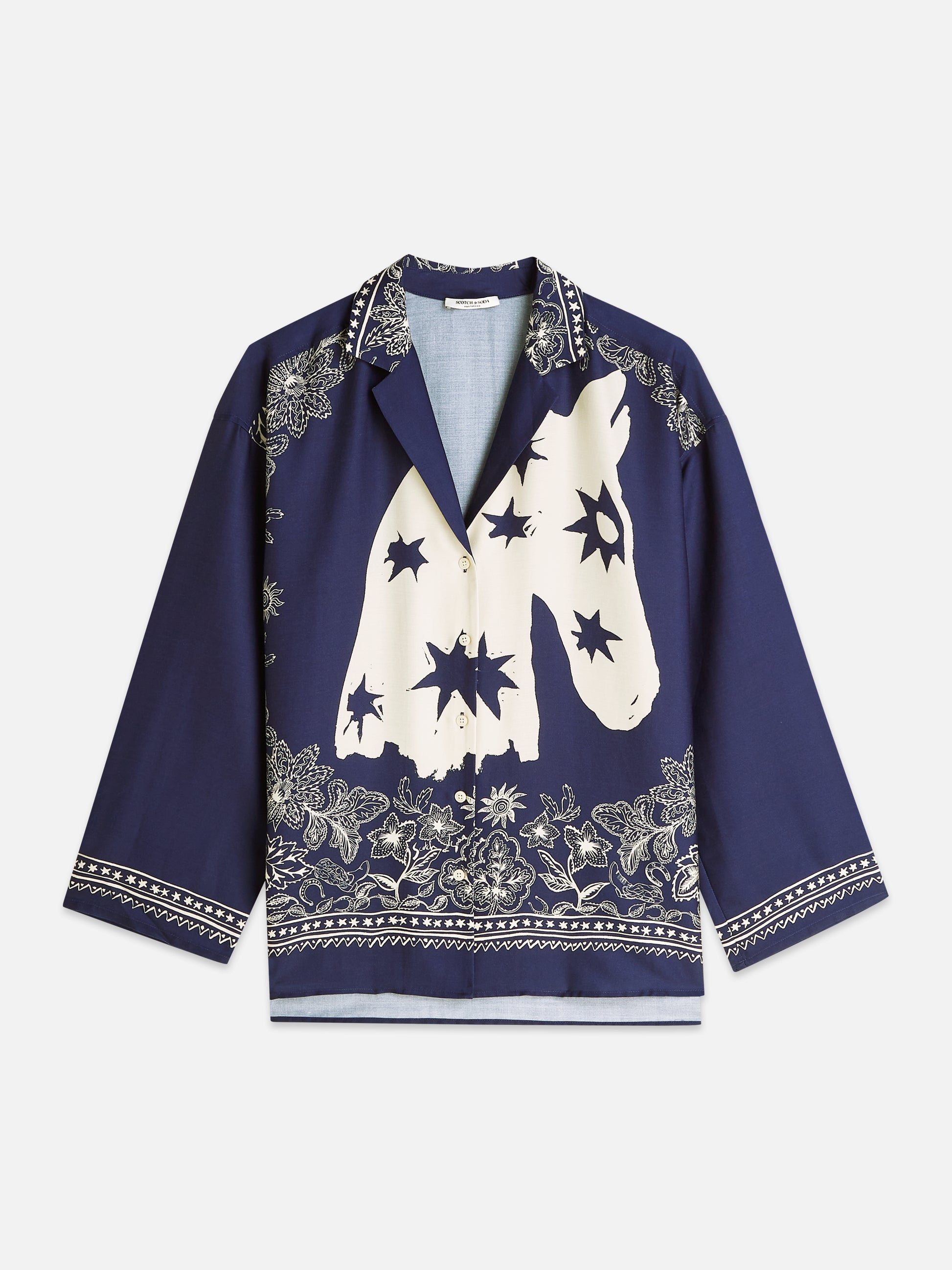 White Smoke חולצה מכופתרת ארוכה לנשים Printed SCOTCH & SODA