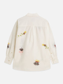 Antique White חולצה מכופתרת ארוכה רקומה לנשים Girlfriend SCOTCH & SODA