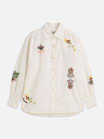 Antique White חולצה מכופתרת ארוכה רקומה לנשים Girlfriend SCOTCH & SODA