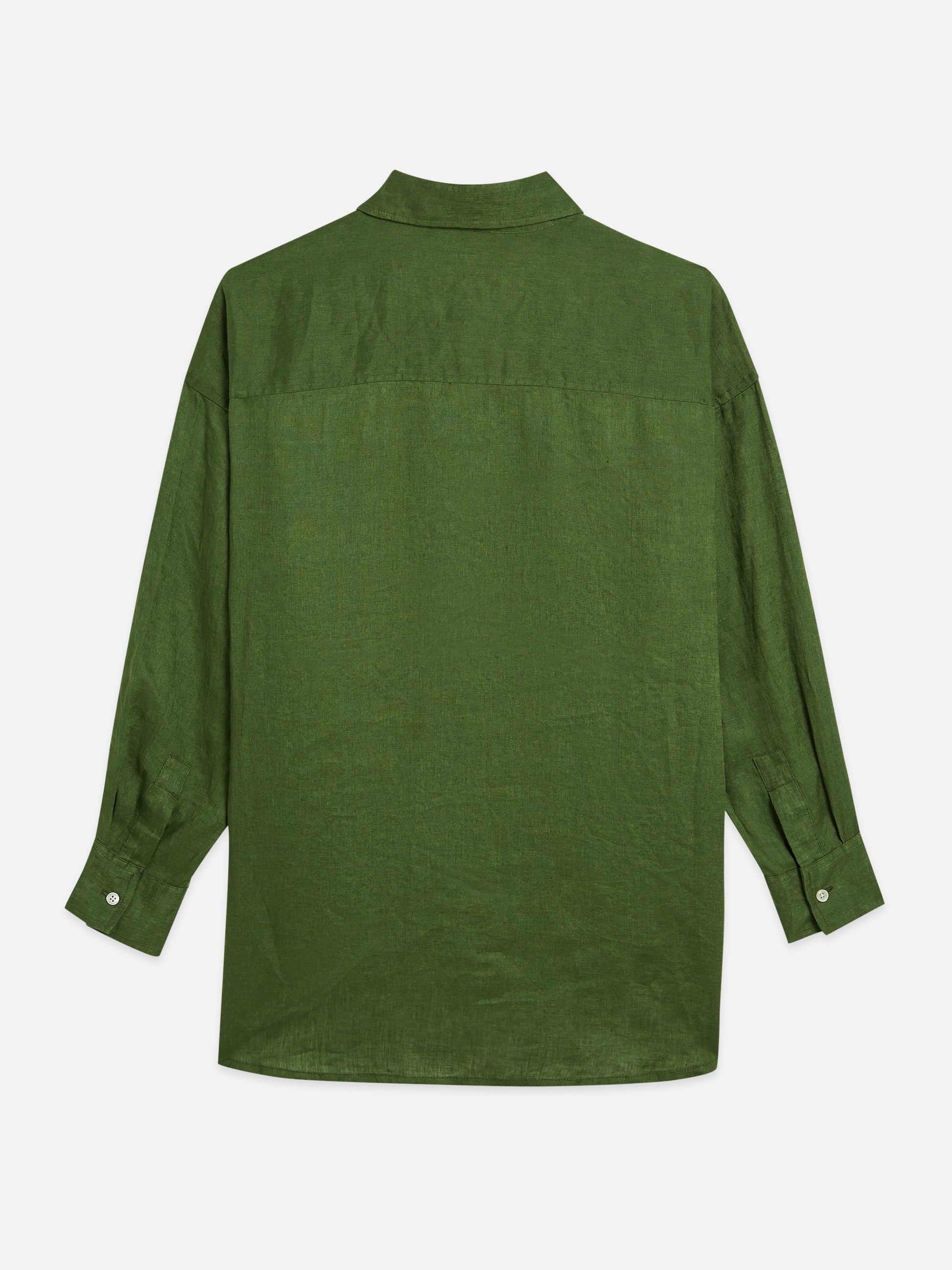 Dark Olive Green חולצה מכופתרת ארוכה לנשים Linen Blend SCOTCH & SODA