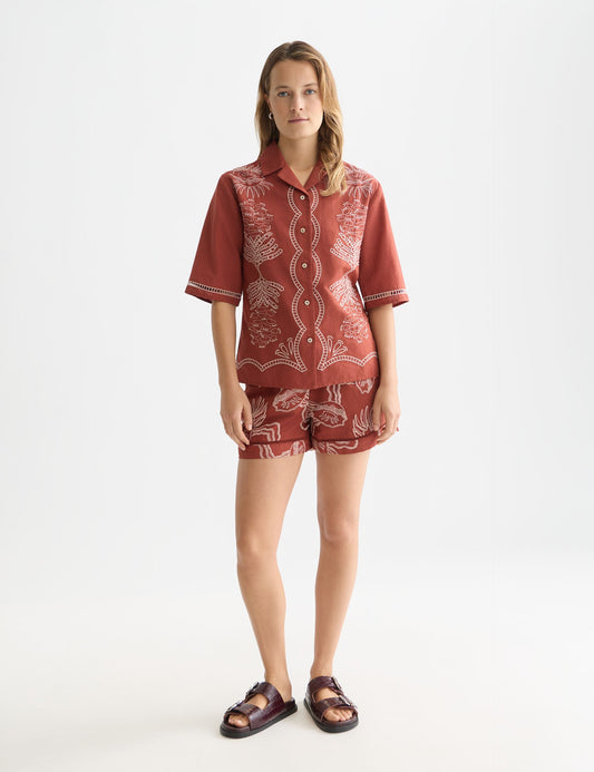 White Smoke מכנסי שורטס מודפסים לנשים Embroidered SCOTCH & SODA