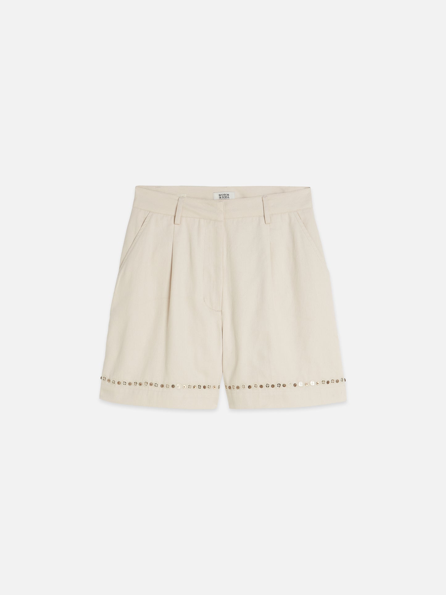 Light Gray EMBELLISHED HIGH RISE SHORTS מכנסיים קצרים SCOTCH & SODA