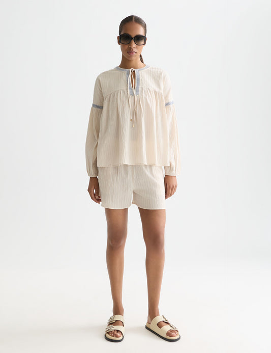 White Smoke EMBROIDERED COTTON CREPE SHORTS מכנסיים קצרים SCOTCH & SODA