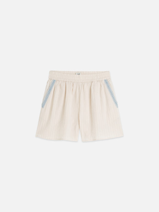 Antique White EMBROIDERED COTTON CREPE SHORTS מכנסיים קצרים SCOTCH & SODA