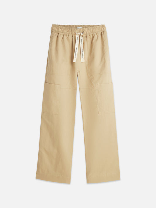 Tan NOA - LINEN HIGH-RISE WIDE-LEG RELAXED PULL PANTS מכנסיים ארוכים SCOTCH & SODA