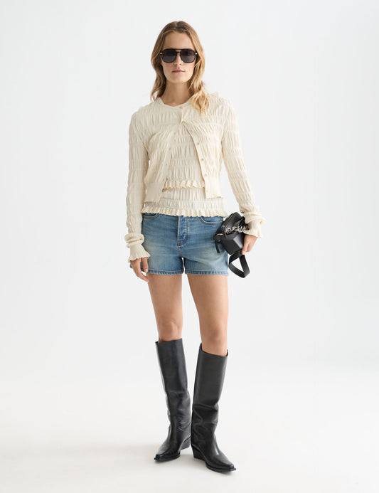 White Smoke מכנסי ג׳ינס קצרים בגזרת לנשים A SCOTCH & SODA