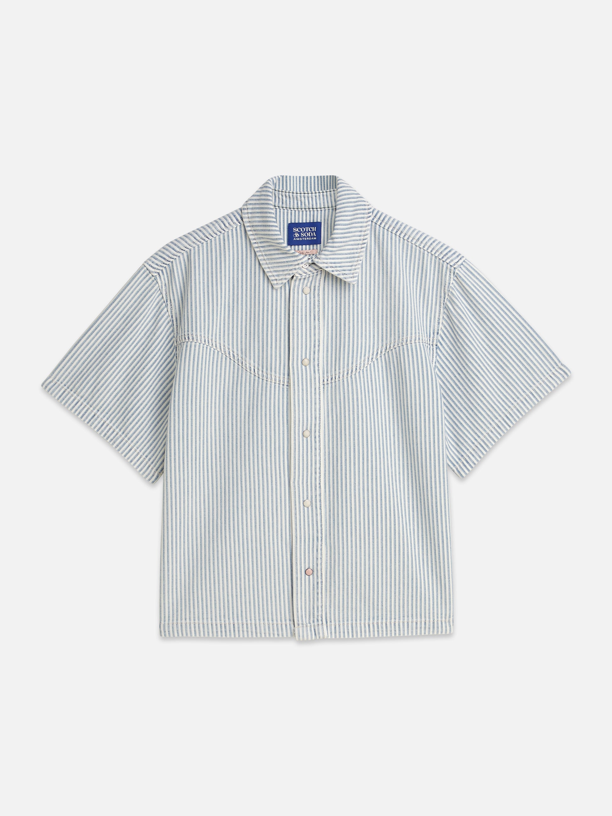 White Smoke חולצה מכופתרת קצרה לנשים Short Sleeve SCOTCH & SODA