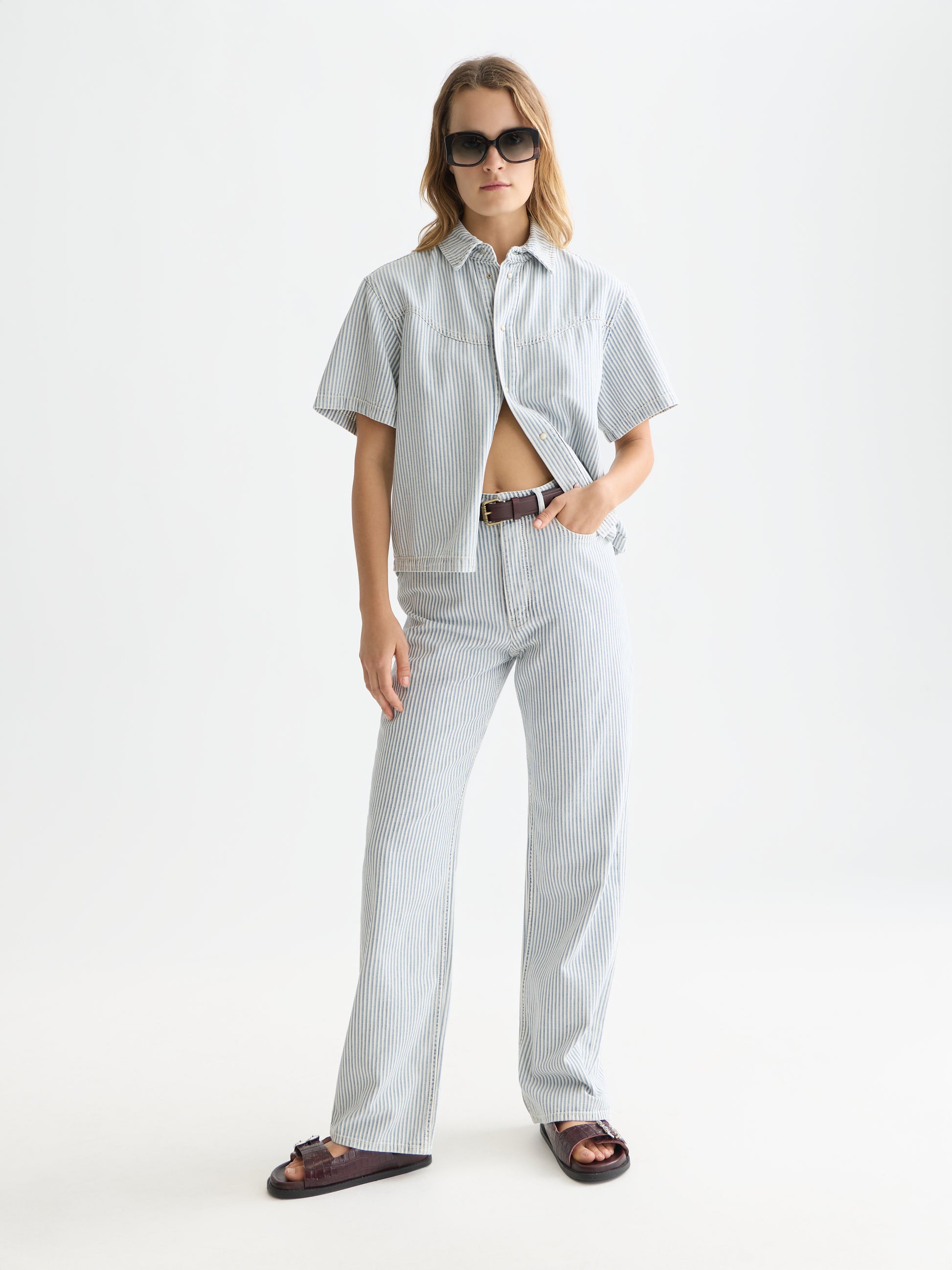 White Smoke חולצה מכופתרת קצרה לנשים Short Sleeve SCOTCH & SODA