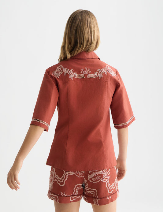 Lavender חולצה רקומה בגזרה צמודה לנשים Embroidered SCOTCH & SODA