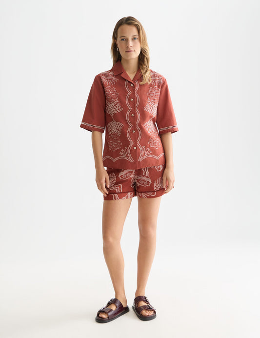 Seashell חולצה רקומה בגזרה צמודה לנשים Embroidered SCOTCH & SODA