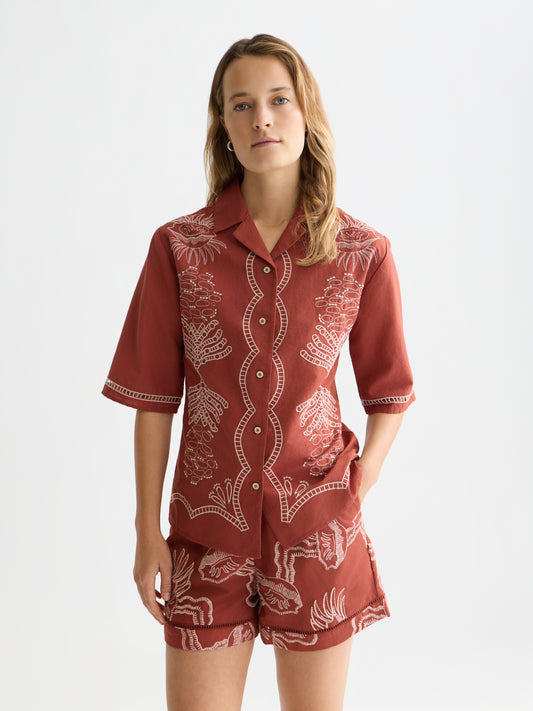 Lavender חולצה רקומה בגזרה צמודה לנשים Embroidered SCOTCH & SODA