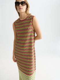 Dark Olive Green שמלת מקסי סרוגה לנשים Chevron SCOTCH & SODA