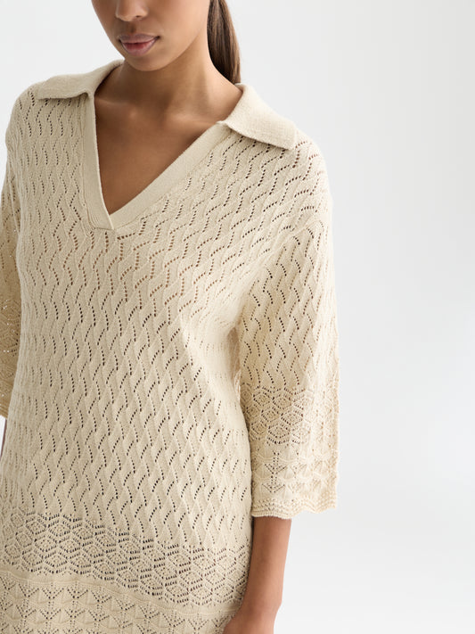 Rosy Brown POINTELLE STITCH KNITTED SHORT TUNIC DRESS שמלת מידי SCOTCH & SODA