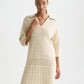 Lavender שמלת מידי לנשים Pointelle Knit Tunic SCOTCH & SODA