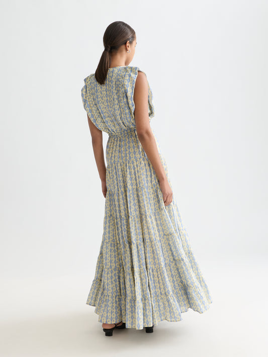 Lavender שמלת מקסי מודפסת לנשים Tiered SCOTCH & SODA