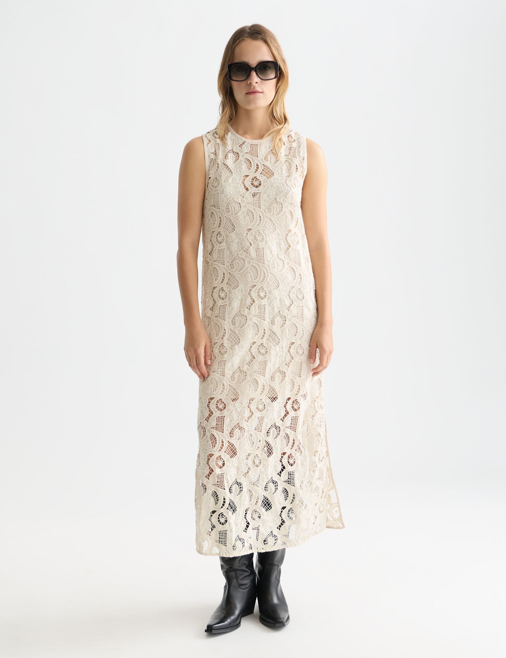 Light Gray שמלת מידי רקומה לנשים Flame Embroidery SCOTCH & SODA