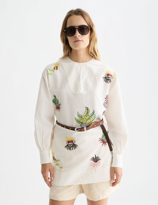 White Smoke שמלת מיני רקומה לנשים Embroidered Bib SCOTCH & SODA