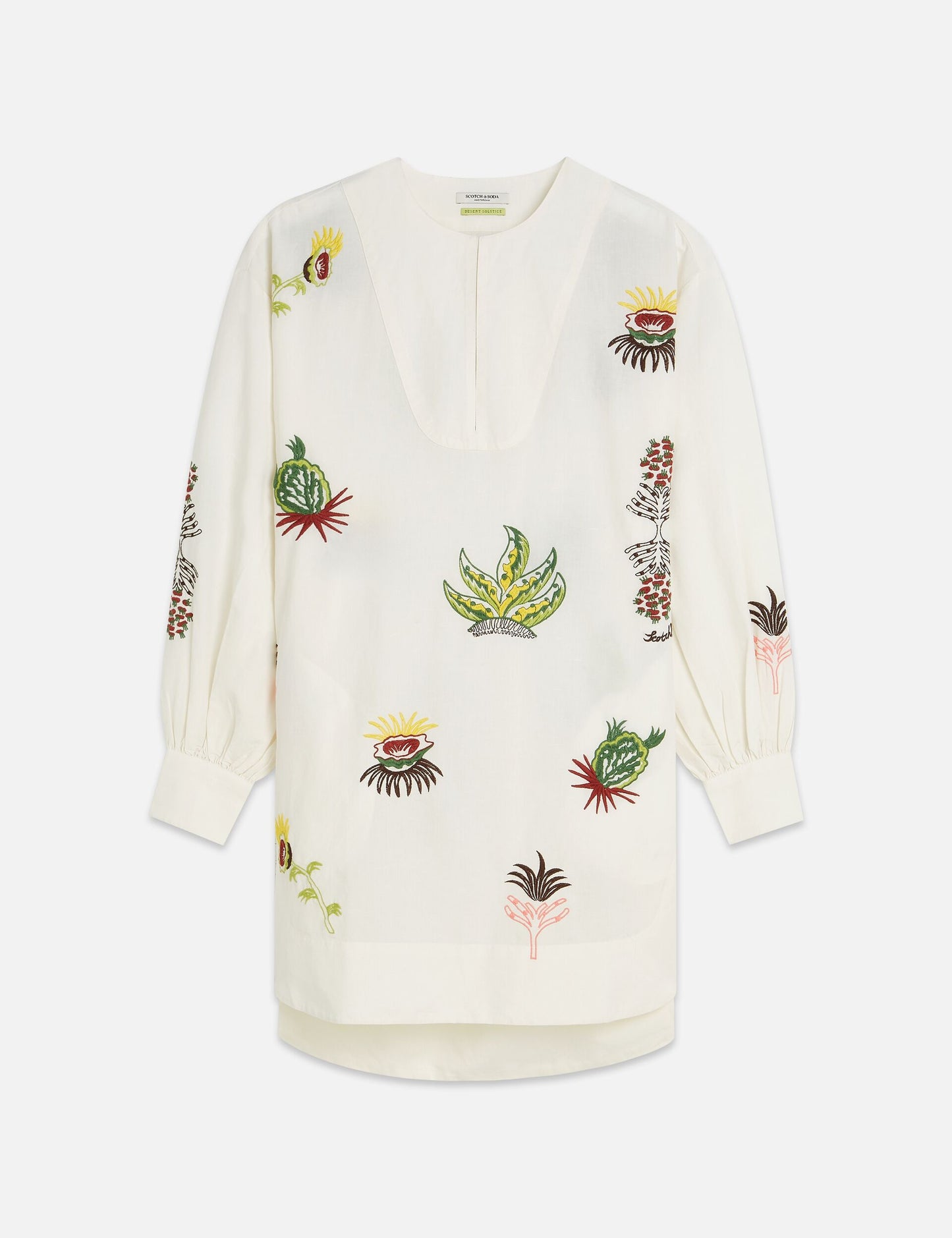 Antique White שמלת מיני רקומה לנשים Embroidered Bib SCOTCH & SODA