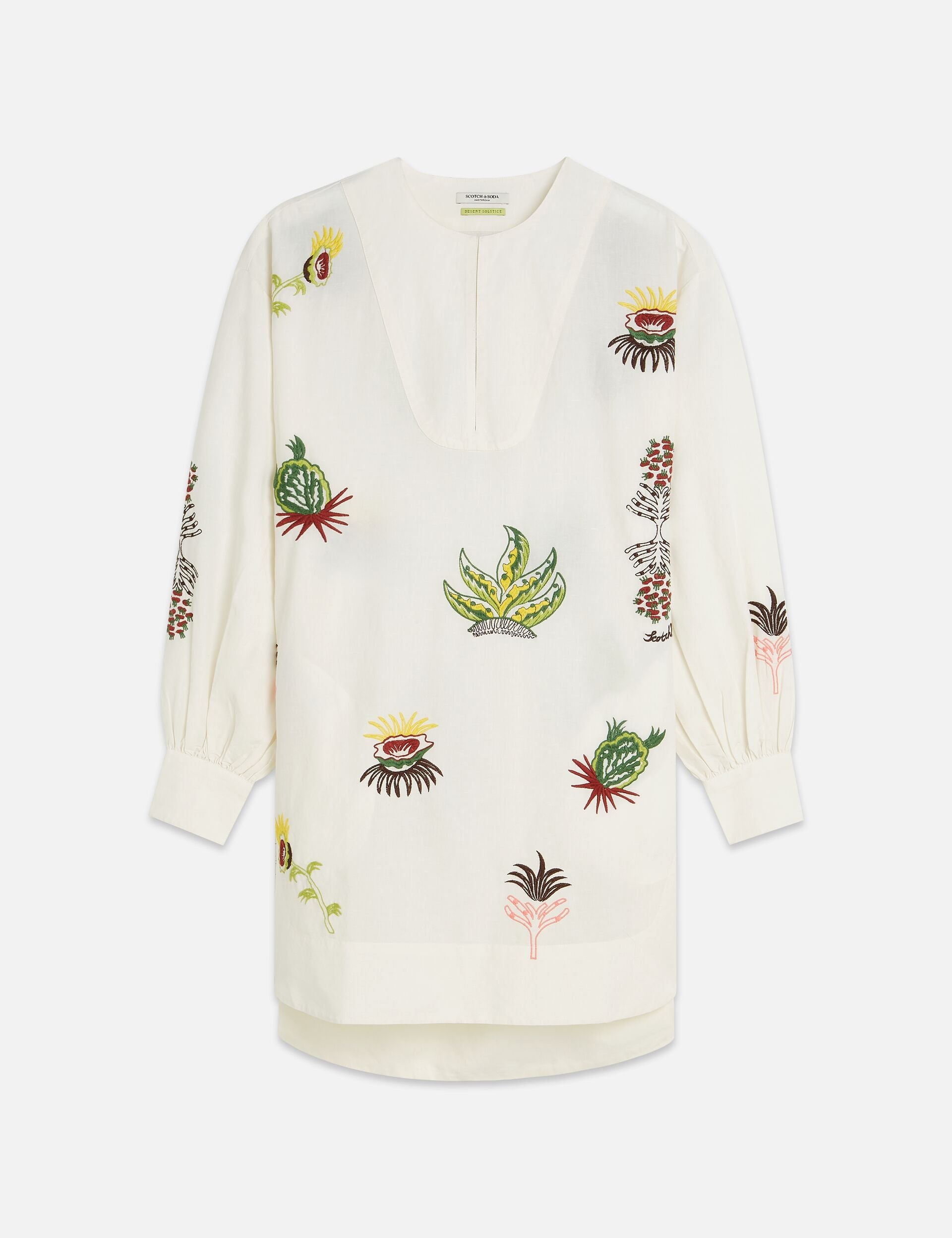 Antique White שמלת מיני רקומה לנשים Embroidered Bib SCOTCH & SODA