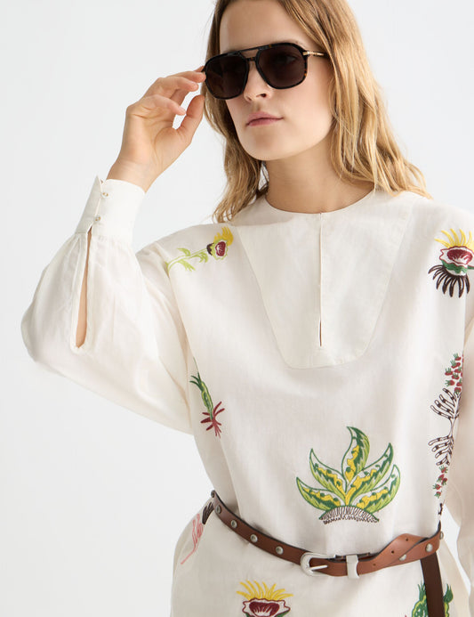 Lavender שמלת מיני רקומה לנשים Embroidered Bib SCOTCH & SODA