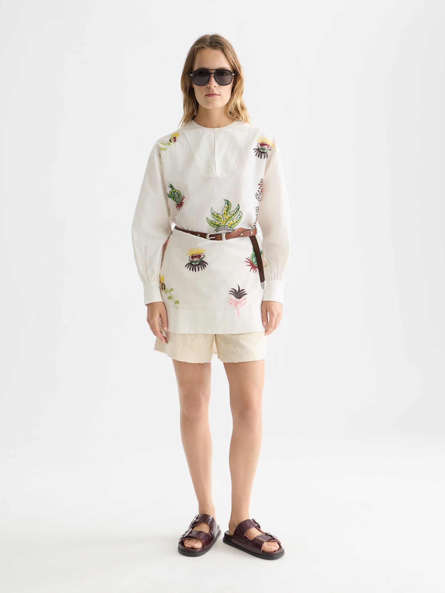 White Smoke שמלת מיני רקומה לנשים Embroidered Bib SCOTCH & SODA
