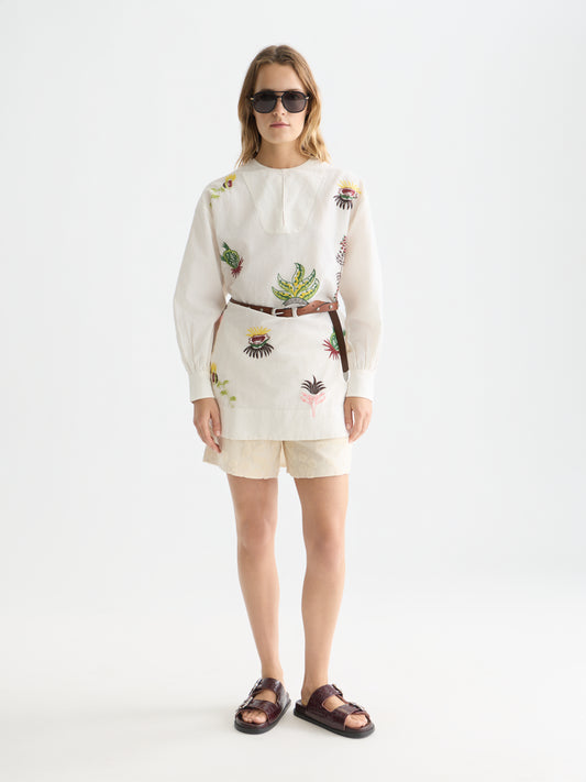 White Smoke שמלת מיני רקומה לנשים Embroidered Bib SCOTCH & SODA