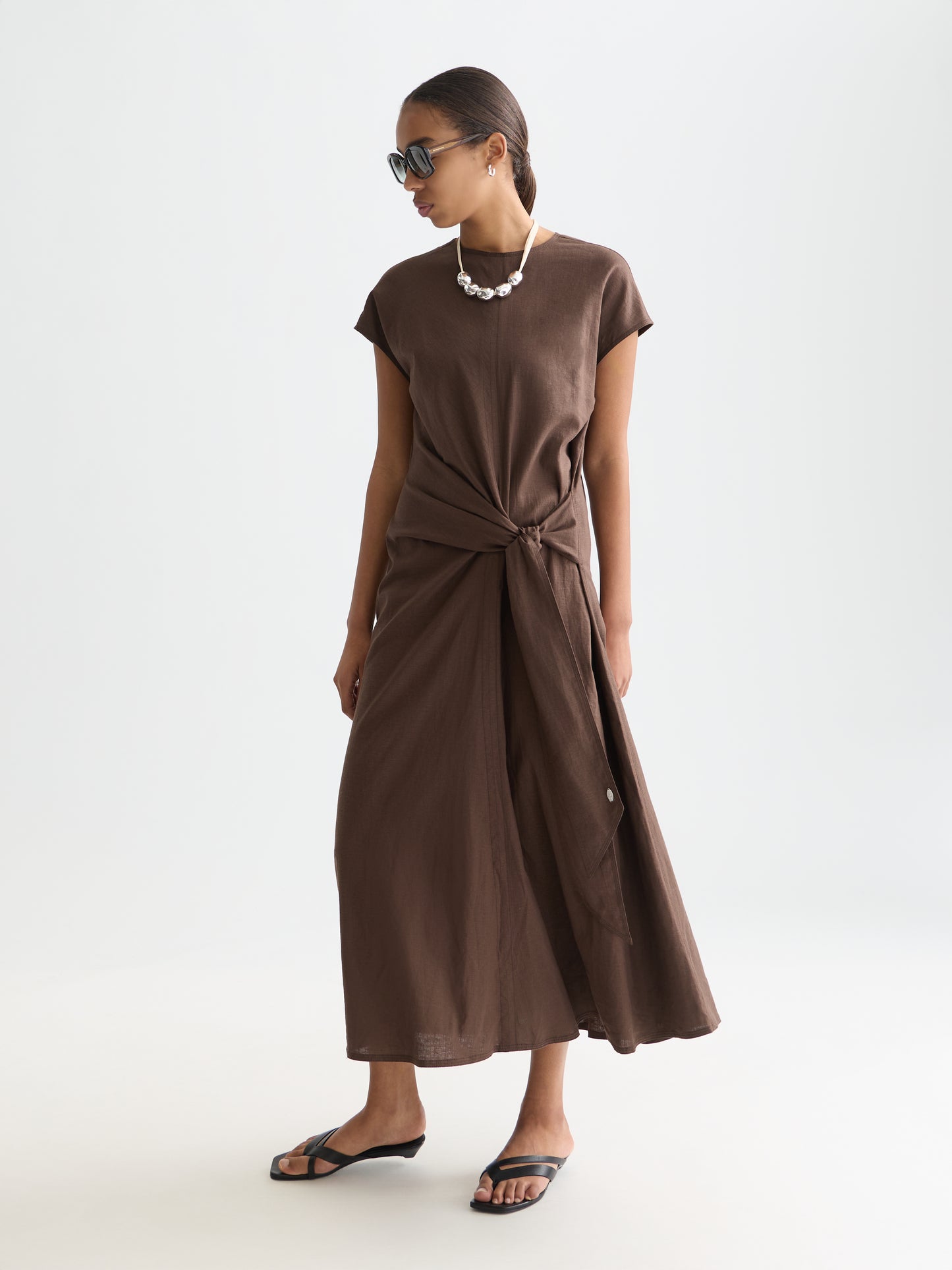 Lavender שמלת מקסי פשתן לנשים Relaxed Tie Dress SCOTCH & SODA