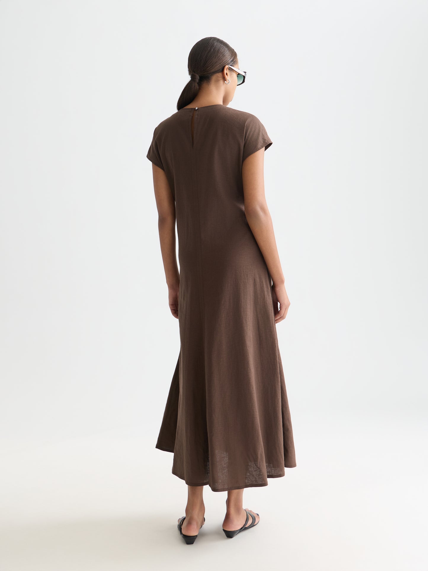 Dark Slate Gray שמלת מקסי פשתן לנשים Relaxed Tie Dress SCOTCH & SODA