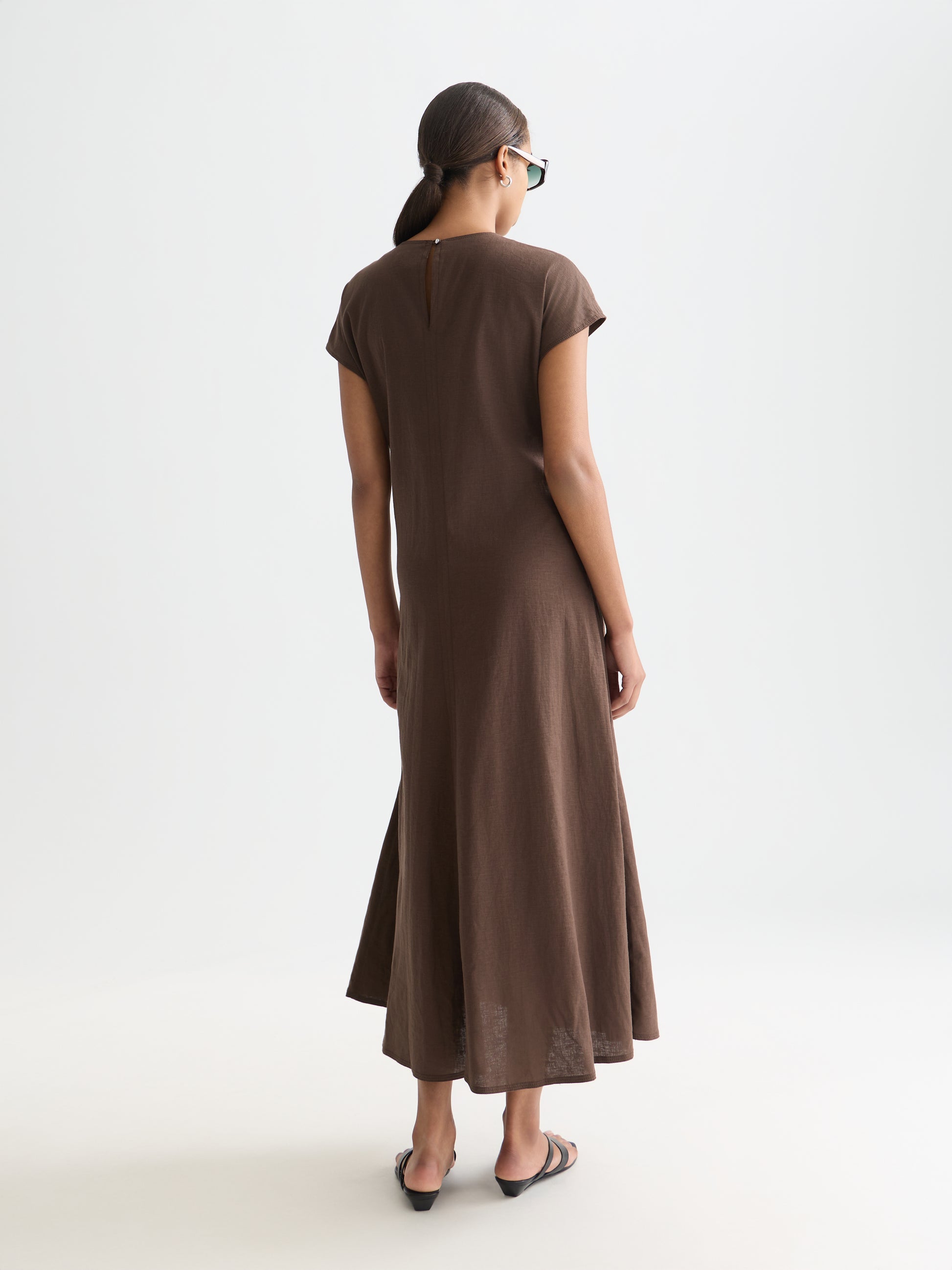 Dark Slate Gray שמלת מקסי פשתן לנשים Relaxed Tie Dress SCOTCH & SODA