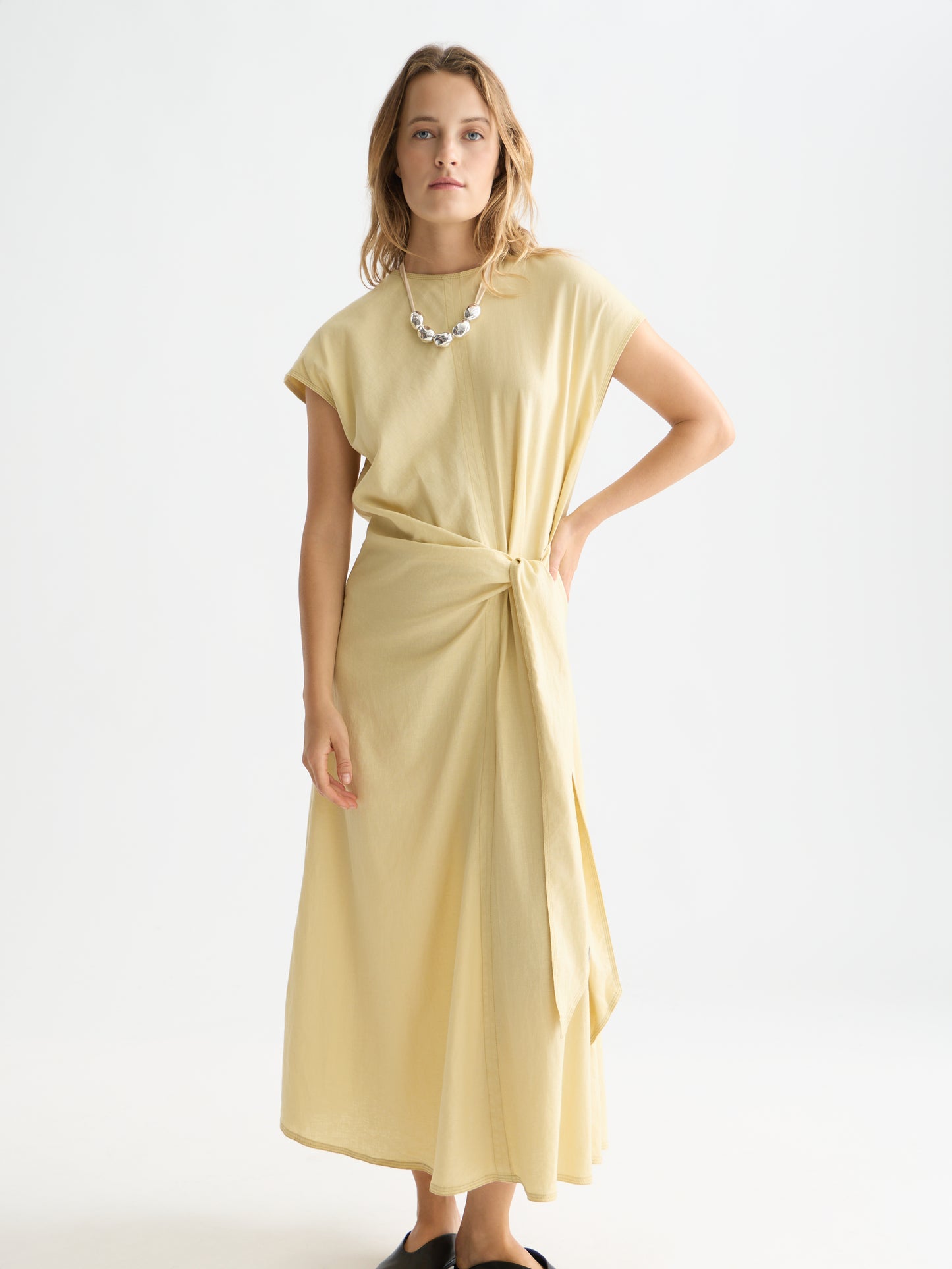 White Smoke שמלת מקסי פשתן לנשים Relaxed Tie Dress SCOTCH & SODA