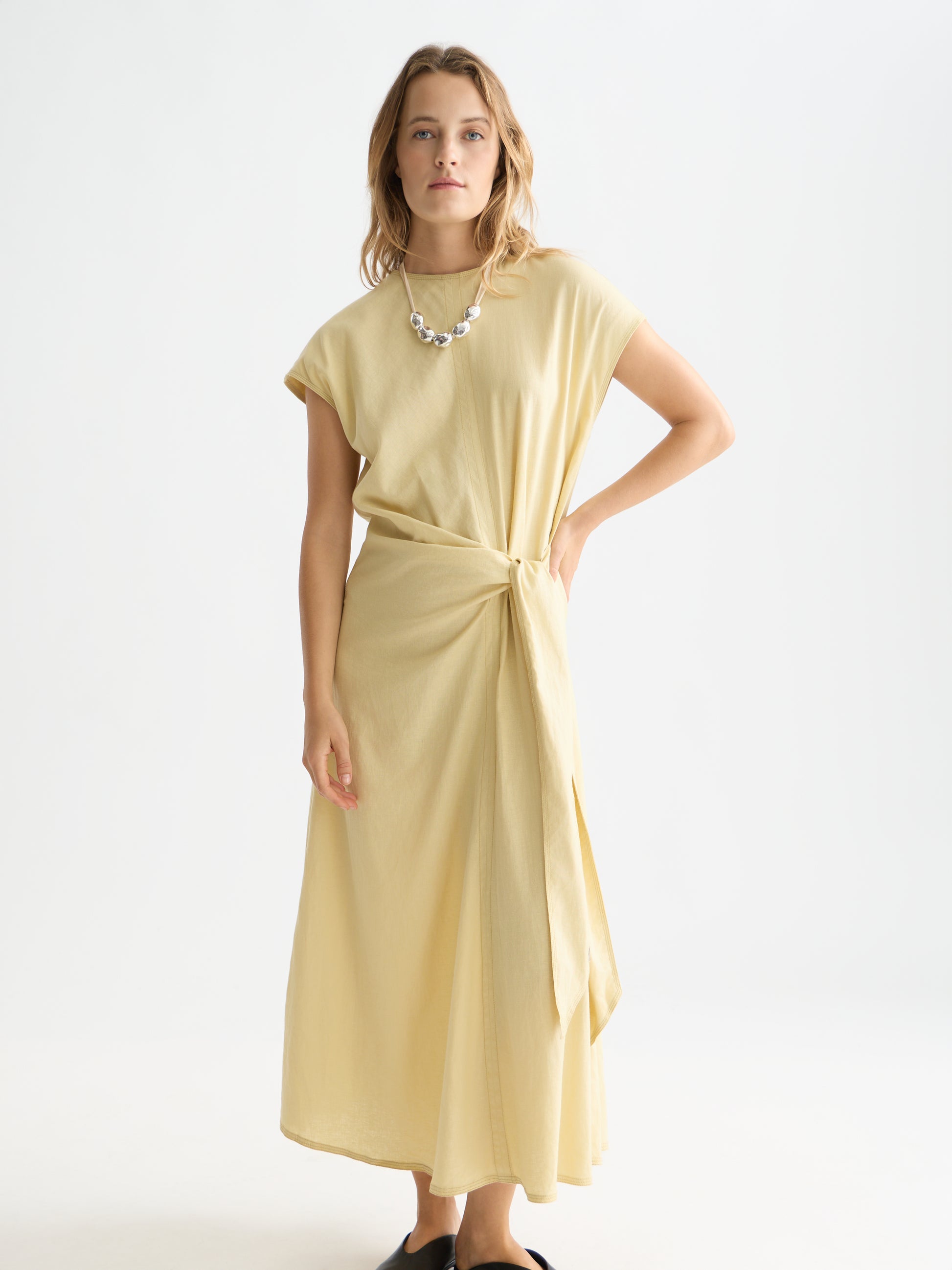White Smoke שמלת מקסי פשתן לנשים Relaxed Tie Dress SCOTCH & SODA