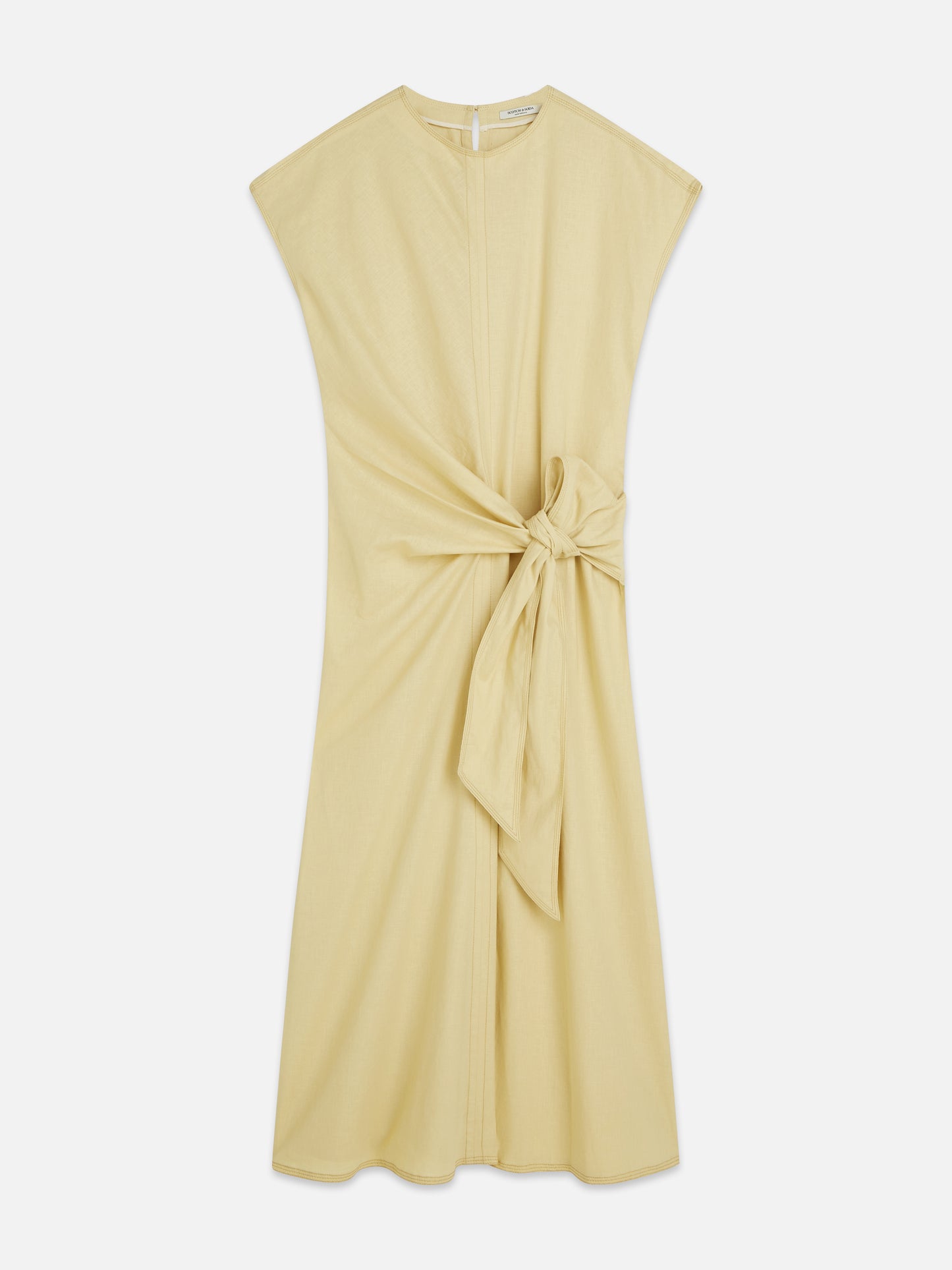 Tan שמלת מקסי פשתן לנשים Relaxed Tie Dress SCOTCH & SODA
