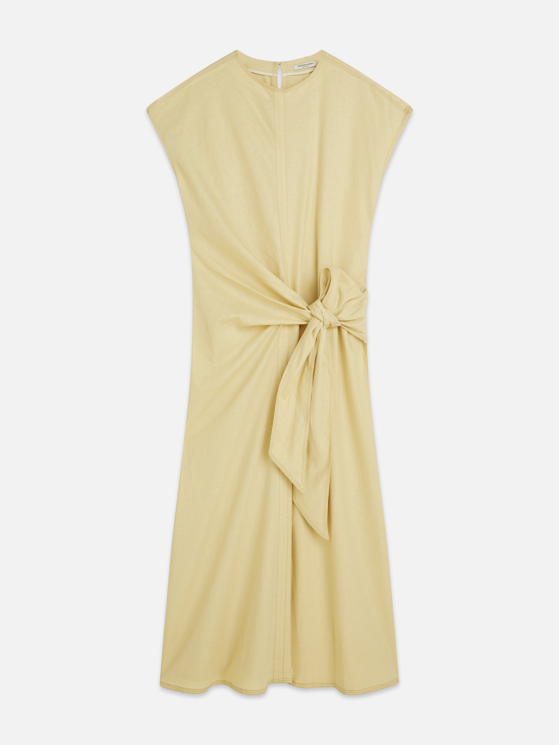 Tan שמלת מקסי פשתן לנשים Relaxed Tie Dress SCOTCH & SODA