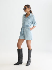 White Smoke אוברול ג׳ינס קצר לנשים Lightweight Denim Playsuit SCOTCH & SODA